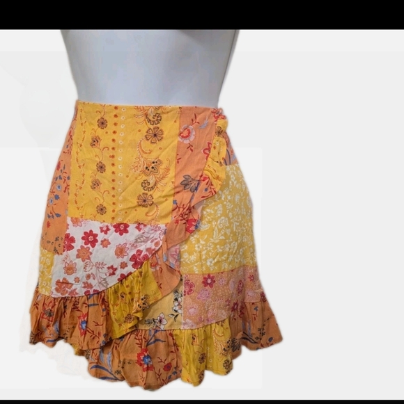 Forever 21 Patchwork Mini Skirt S Cottagecore Whimsical Prairie Sk1 7700 - Picture 4 of 9